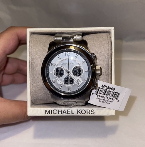 Orologio da uomo MICHAEL KORS Runway MK8060 Quadrante argento Nuovissimo con etichette