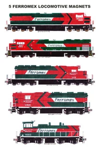 Ferromex Locomotive Rosso e Verde 5 magneti di Andy Fletcher - Foto 1 di 1