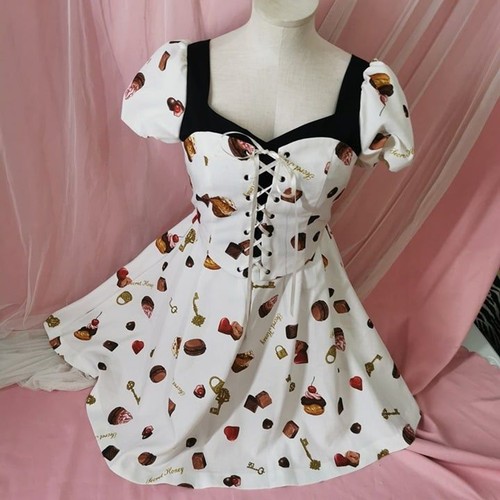 UNDERCOVER Vestito Dolci Kawaii Lolita Y2K Miele Segreto Cosplay Y2K Pinup Carino Gyaru Retrò