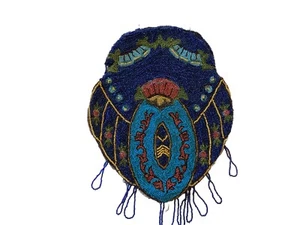 blaue Blumen Perlen Flapper Tasche Handtasche Art Deco Vintage Antik Projekt - Bild 1 von 4