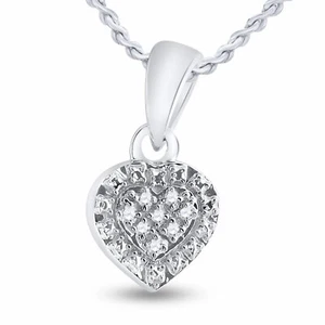 Sterling Silber Damen runder Diamant Herz Anhänger 0,03 cttw - Bild 1 von 2