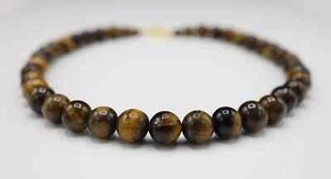 Tiger Eye Necklaces, Natural Gemstone Necklaces, 4, 6, 8, 10mm Tiger Eye, Gift - Picture 1 of 7