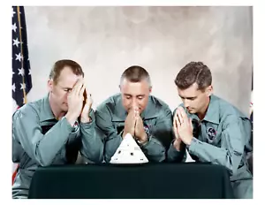 NASA 1966 Apollo 1 Crew Praying 8x10 Photo Print On 8.5" x 11" - Picture 1 of 1