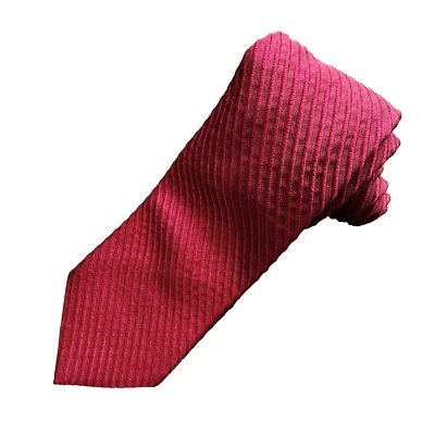 Lanvin Paris 100% Silk Solid Red Ribbed Burgundy Men's Neck Tie 3 1/4x57 in - Image 1 of 4