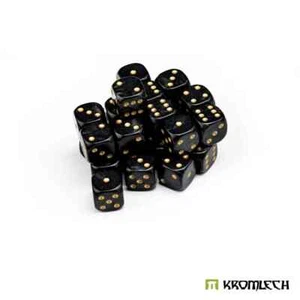 KROMLECH PEARL BATTLE DICE 25 CHAOS LEGION BLACK 12MM - Picture 1 of 6