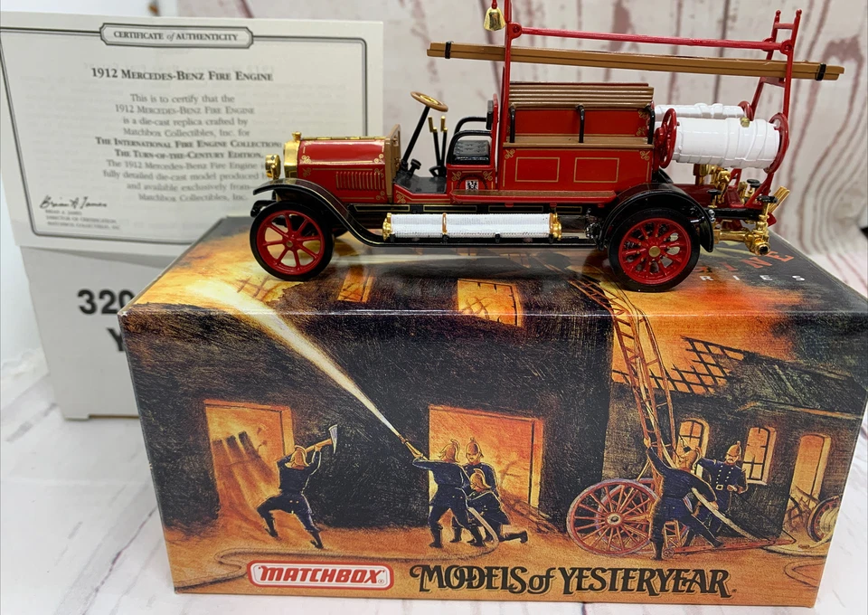 MATCHBOX Models of Yesteryear 1912 Mercedes-Benz Fire Engine 1:43 YFE20-M w/COA - Image 1 of 4