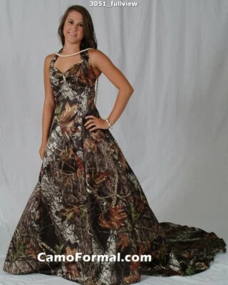 Mossy Oak Wedding Gown With Train, Size 6  - Image 1 of 4