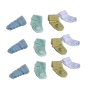 12 PAIR Infant Baby 0-6 month Socks Boys Blue, White, Yellow, Green #80008 NEW - Picture 1 of 1