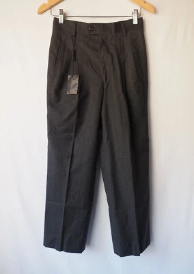 Di Bazzato Italy 100% Wool Dress Pants Cropped Trousers Gray Pleated Leg 44 27" - Image 1 of 4