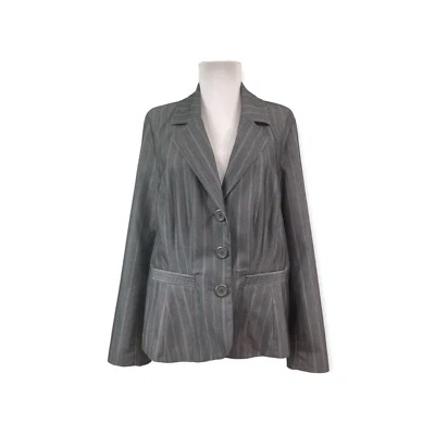 NUEVA Chaqueta Blazer Ligera Lane Bryant Para Mujer 14 XL 1X Rayas Gris Rosa L/S Foto 1 de 4