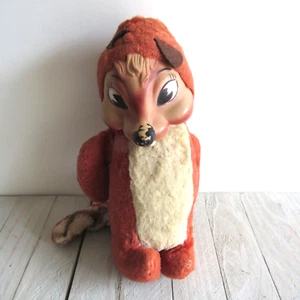 Vintage Rubber Face Plush Chipmunk Stuffed Toy 1950's MCM - Picture 1 of 12