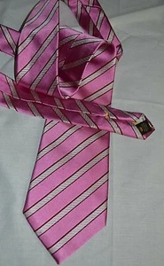 COUNTESS MARA ~USA CLASSIC ELEGANT HANDMADE PINK STRIPE 100% SILK TIE ~RRP $50 - Picture 1 of 4