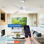 Modern Smart Integrated Led Ceiling Fan W/Light &Remote For Indoor Outdoor White
