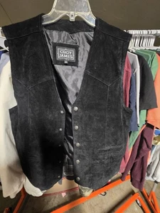 Men's Suede Vest Soft Casual 4 Snap Closure Western Front Pockets Sleeveless Top - Picture 1 of 6