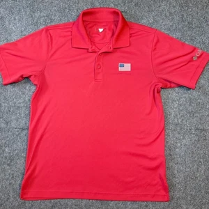 Polo Columbia PFG Para Hombre Mediano Rojo Bandera Americana Manga Corta Transpirable - Imagen 1 de 14