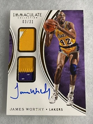 James Worthy 2015-16 Immaculate Dual Game Worn Patch Autograph card /31 Lakers - Image 1 of 2