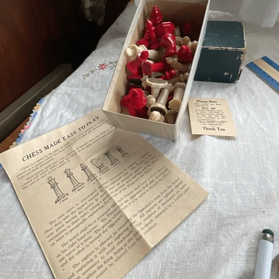 Drueke Chess pieces ( full set) original box & papers. - Image 1 of 4