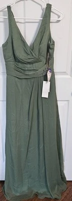 Vestido largo Lela Rose de dama de honor para mujer talla 6 sin mangas verde capa transparente Foto 1 de 4