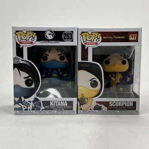 Funko Pop! Vinyl: Mortal Kombat - Kitana #253 & Scorpion #537 Figures Lot of 2 - Foto 1 di 10