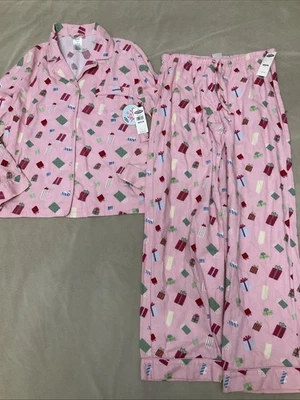 Antiguo pijama de Navidad azul marino mediano para mujer franela regalos nuevo con etiquetas Foto 1 de 4