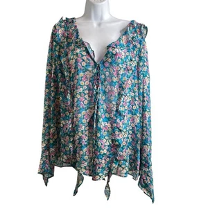 City Chic Women's Floral Lidia Ruffle Print Top Size 22 XL Fairy Boho Flowy - Picture 1 of 13
