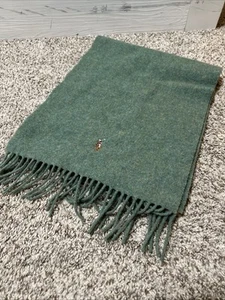 Polo Ralph Lauren Green 100% Lambswool Scarf  - Picture 1 of 7