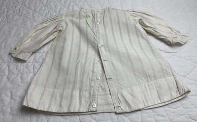 Vestido Antiguo Niñas, Finales 1800’s, Algodón, Estampado Calicó Beige Muy Pálido, Encaje Foto 1 de 4