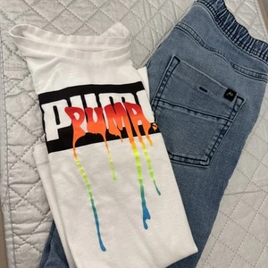 Puma T’s Boys Sz M(10-12) & Pants Jeans Art Class Sz 10 Skinny Stretch - Picture 1 of 11