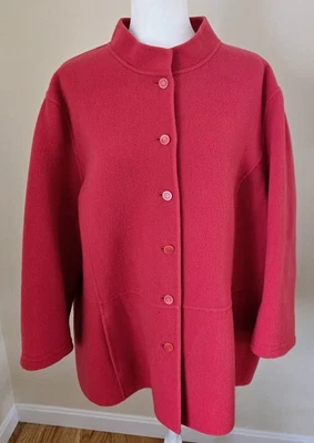 Chaqueta para mujer Eileen Fisher rosa/rojo lana fieltro cachemir - sin etiqueta de talla (2X?) Foto 1 de 4