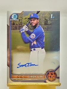 2022 Bowman Chrome 1st Bowman Autograph Prospect Simon Juan #CPA-SJ New York  - Picture 1 of 2