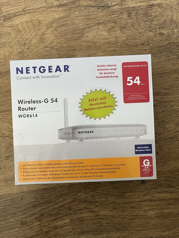 NETGEAR WGR614 54 Mbps 4-Port 100 Mbps Verkabelt Router (WGR614GR) - Bild 1 von 1