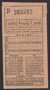 Indien frühe Bombay E.S. & Tramway Co. Ltd. 1/2a Straßenbahn Ticket - Bild 1 von 2