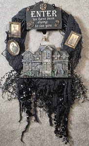OOAK Haunted House Ghosts Ephemera Spooky Wall Hanging Door Wreath Humor Decor - Picture 1 of 13