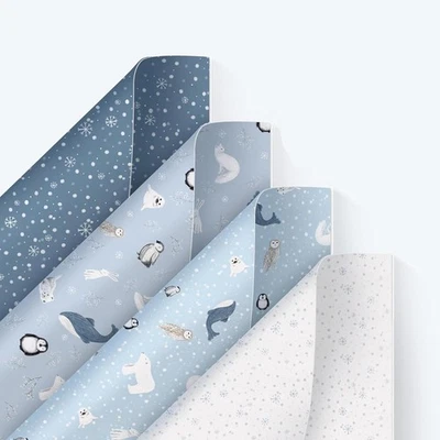 Cheerland Winter Gift Wrapping Paper Penguin Wrap Kids Blue, White  - Image 1 of 4