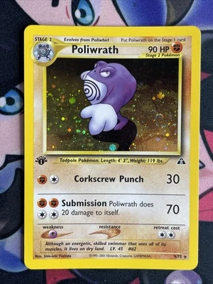 Pokemon Cards: Neo Discovery 1st Edition Rare Holo: Poliwrath 9/75 WOTC LP/MP - Image 1 of 4