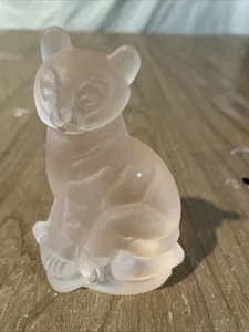 Frosted Light Pink Cat Glass Figurine Glass Paperweight Accents Small 3 1/2" - Bild 1 von 5
