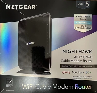 Netgear Nighthawk AC1900 WiFi Cable Modem Router C7000 DOCSIS 3.0 lightly used - Image 1 of 3