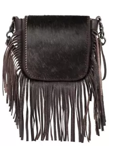 Montana West Brown Genuine Leather Hair On Fringe Crossbody MW-L161CF - NWT - Picture 1 of 2