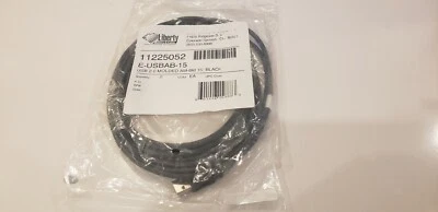 Liberty AV Wire E-USBAB-15 USB 2.0 MOLDED AM-BM 15' BLACK - Image 1 of 3