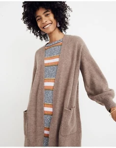 Maglione cardigan nuovo con etichette Madewell Edgewater manica a bolla/lana merino/alpaca/cXS Wo - Foto 1 di 14