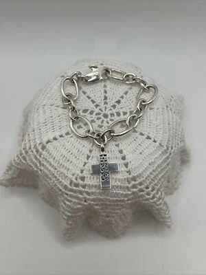 Barry Kieselstein Cord 2004 Multi Faith Cross Sterling Silver Chain Bracelet  - Image 1 of 4