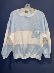 50” Chest Sweatshirt, 1970 GITANO, Blue Pink White, Large Crest - Picture 1 of 4