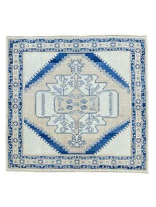6.9x6.5 ft Oushak Square Rug, Vintage Style Turkish Handknotted Wool Area Carpet - Picture 1 of 12