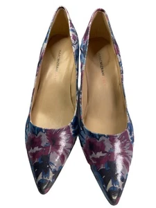 NEU GRÖSSE 8,5 Isaac Mizrahi lila bunt metallic Blumenmuster 2-Zoll-ABSATZ SPITZER ABSATZ - Bild 1 von 7