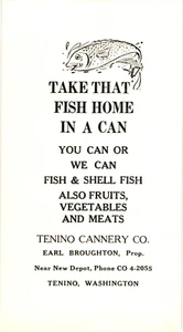 Vintage Tenino Cannery Co. Advertising Card Fish in a Can Tenino Washington - Picture 1 of 2
