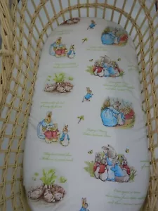 Bassinet Fitted Sheet Peter Rabbit 100% Cotton Handmade FITS STANDARD BASSINET - Picture 1 of 1