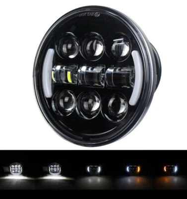Faro LED de hierro de 5,75" con intermitente para Indian Scout Bobber Sportster XL 883 Foto 1 de 4