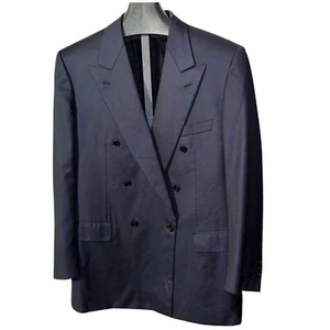NEW Brioni Navy Herringbone Double Breasted Suit Blazer Jacket Sz 54 IT / 44 US - Picture 1 of 12