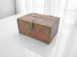 Antique Wooden Cash Galla Box Original Old Hand Crafted Fine Painted - Picture 1 of 8