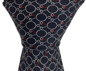 Saks Fifth Avenue Neck Tie Chain link Circles 100% Silk Black Red 58" X 3.5" - Picture 1 of 6
